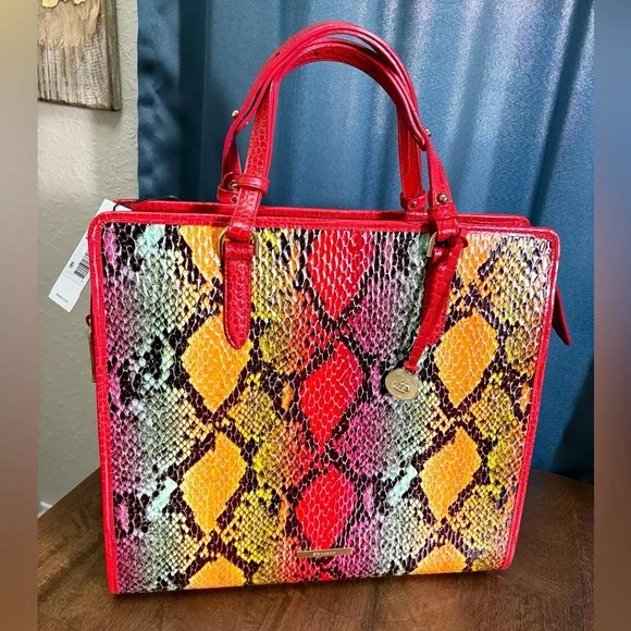 Brahmin NWT Tia - Red Dragon Experium Snake Print Tote - Picture 13 of 14